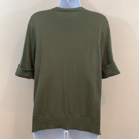 LOFT Rolled Cuff Short Sleeve Button Up Sweater - Picture 5 of 6